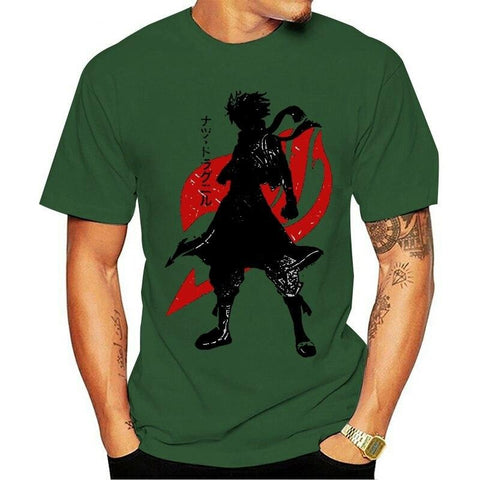 T Shirt Fairy Tail Natsu Vert et Rouge Homme
