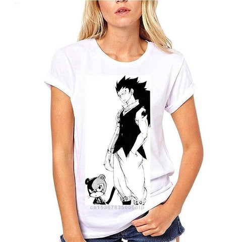 T Shirt Fairy Tail Blanc Gajeel et Pantherlily Femme