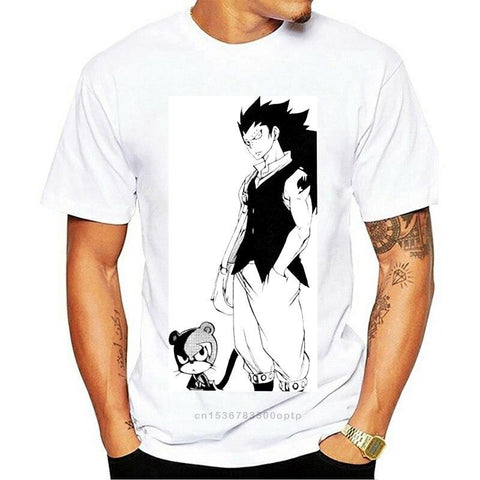T Shirt Fairy Tail Blanc Gajeel et Pantherlily Homme