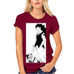 T Shirt Fairy Tail Rouge Gajeel et Pantherlily Femme