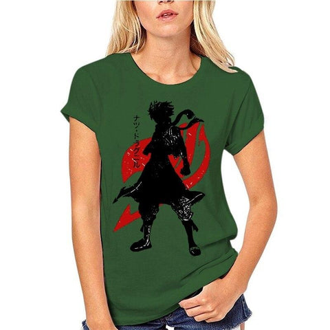 T Shirt Fairy Tail Natsu Vert et Rouge Femme