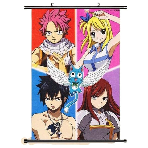 Poster Déroulant Fairy Tail Natsu, Grey, Erza et Lucy
